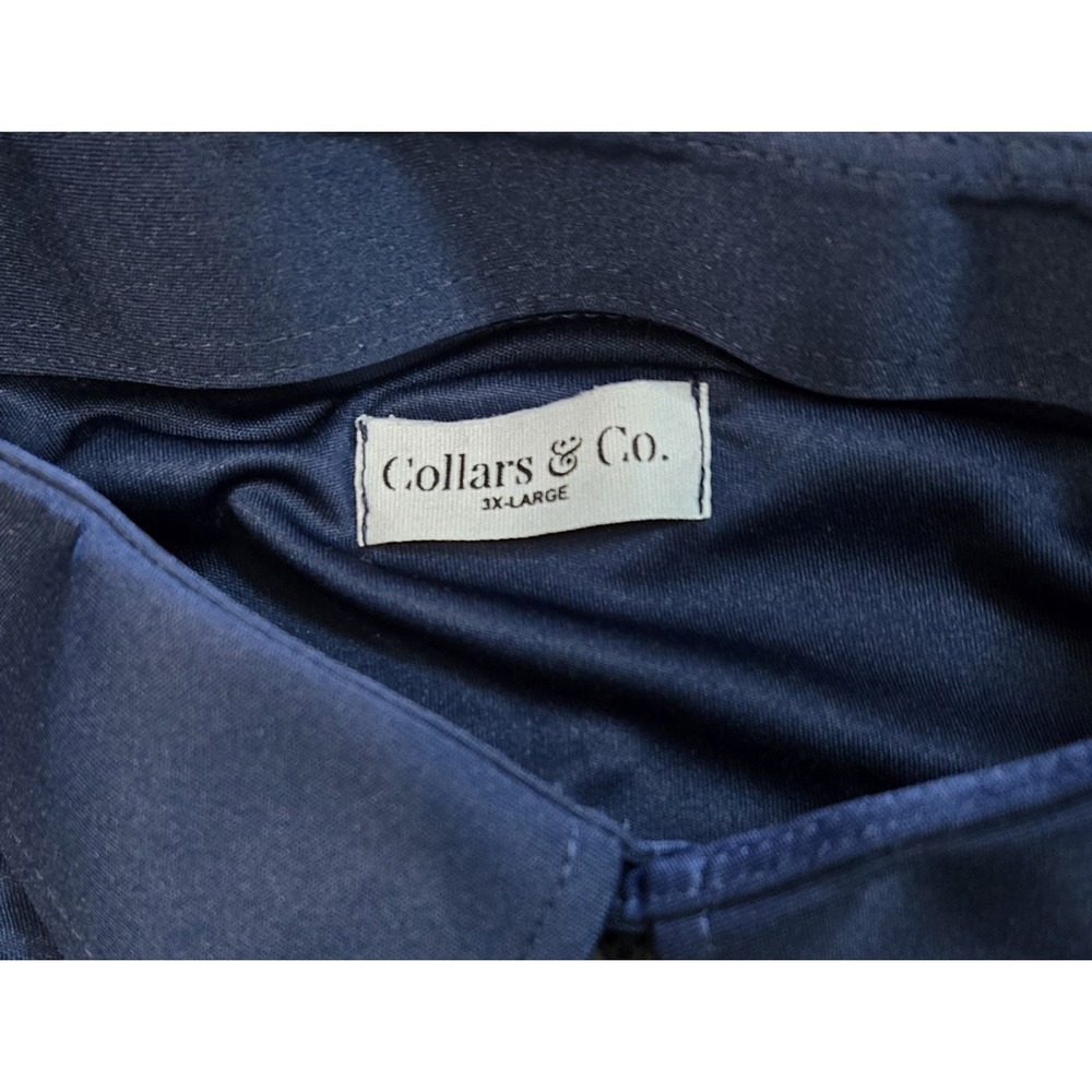Collars and Co Dress Collar Polo Men's 3XL Blue Short Sleeve Shirt Performance - Picture 6 of 12